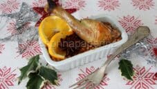 Cosce di faraona marinate all’arancia con lenticchie Cosce di faraona marinate all’arancia con lenticchie