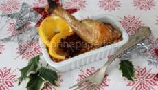 Cosce di faraona marinate all arancia con lenticchie speziate