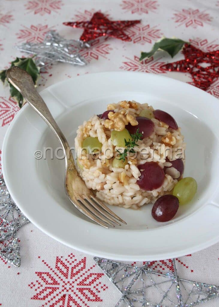 Risotto all uva e noci
