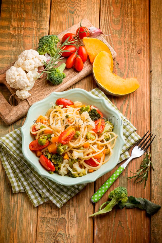 Spaghetti alla chitarra con zucca e broccolo