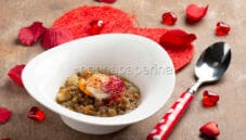 Zuppetta di lenticchie, capesante e olio alla vaniglia Zuppetta di lenticchie, capesante e olio alla vaniglia