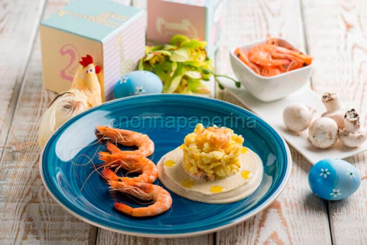 Tutti pazzi per gli spätzle soffiati con gamberetti Spätzle soffiati con gamberetti e crema di champignon