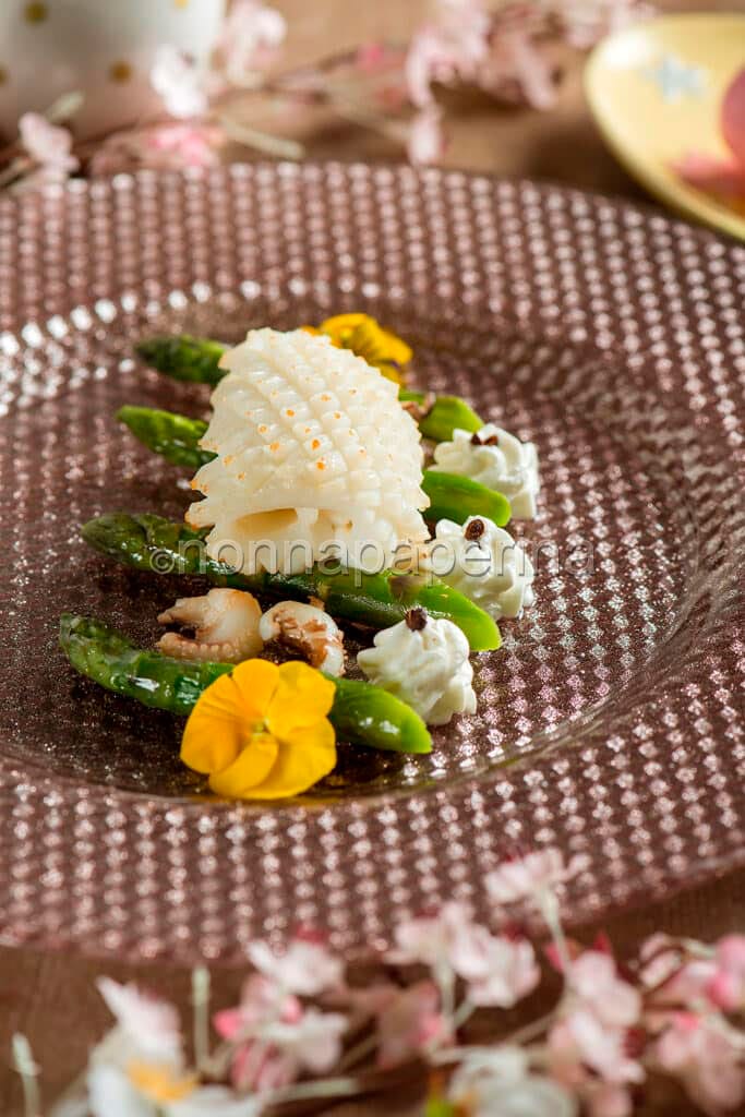 croccante di seppie e asparagi 
