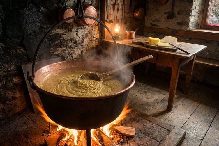 paiolo con polenta taragna