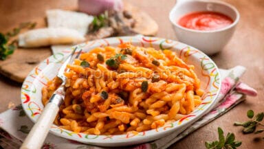 Trofie al sugo di baccala