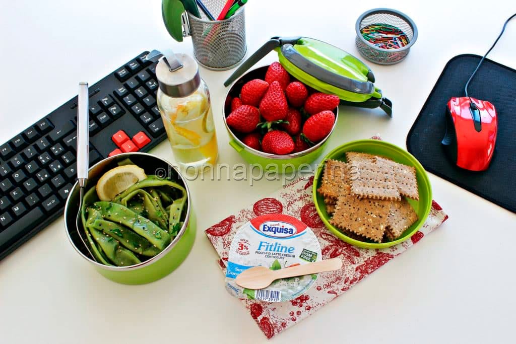 Una Lunch box perfetto con fagiolini e fiocchi di latte