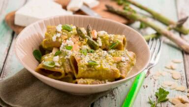 Paccheri al teff con crema di asparagi