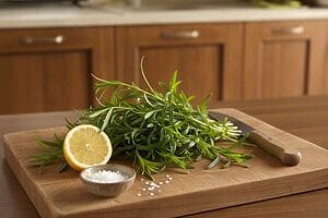 Tarragon: a strong and pungent flavour Tarragon: a strong and pungent flavour