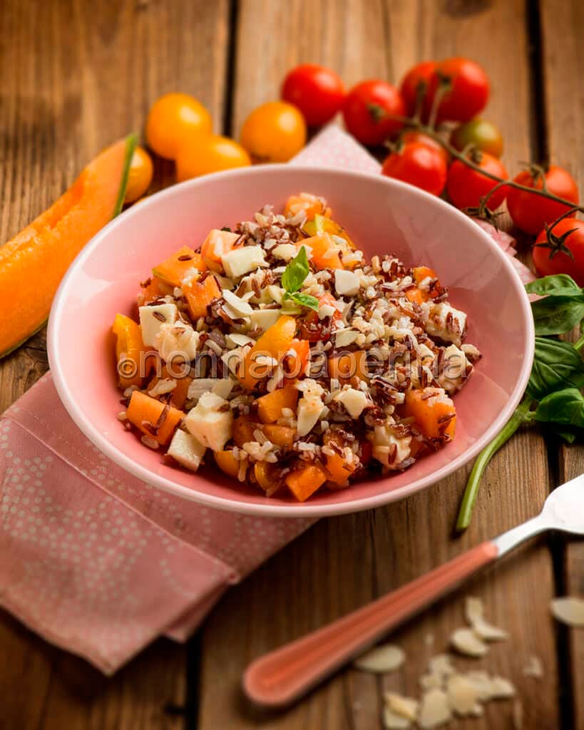 insalata di riso con melone e pomodorini insalata di riso con melone e pomodorini