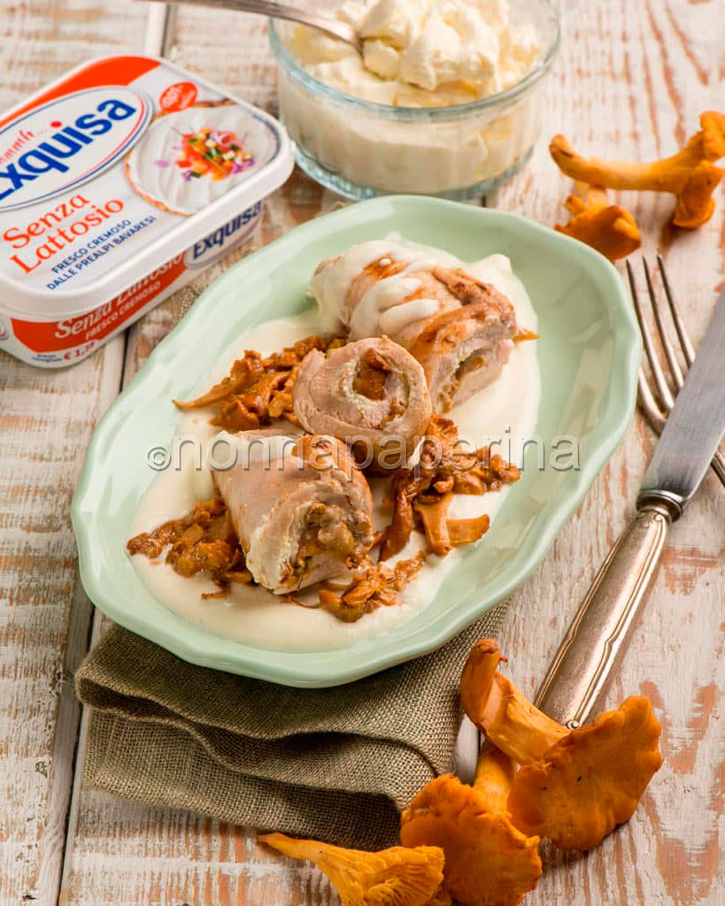 tacchino con finferli e formaggio