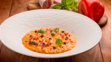 Risotto con crema di peperone
