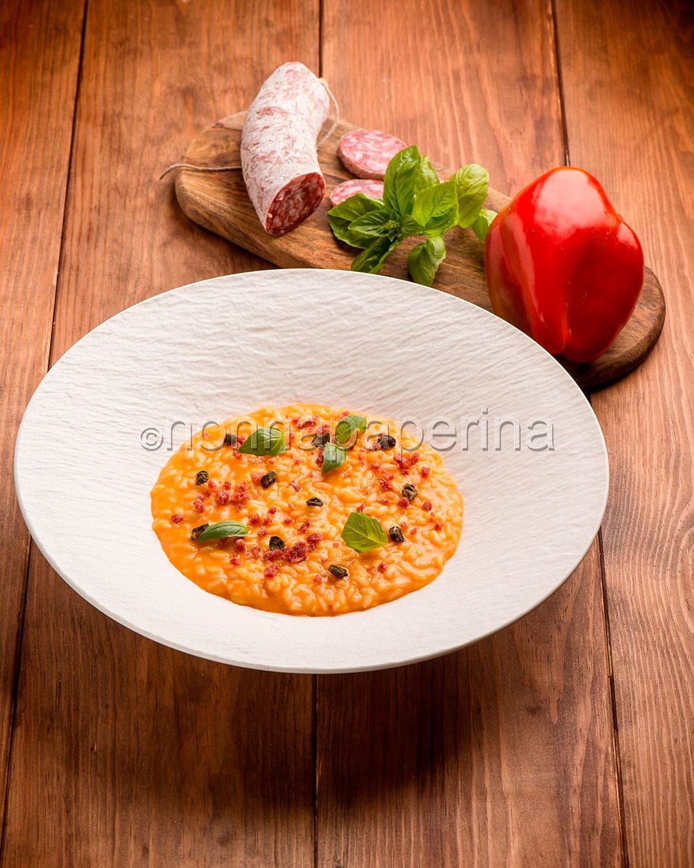 Risotto con crema di peperone Risotto con crema di peperone