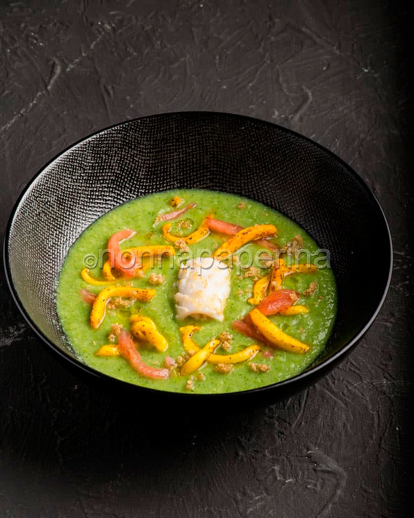 Crema di broccoli, calamari e fonio