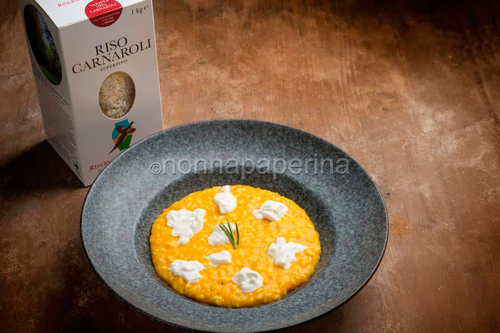 Risotto con zucca e burrata