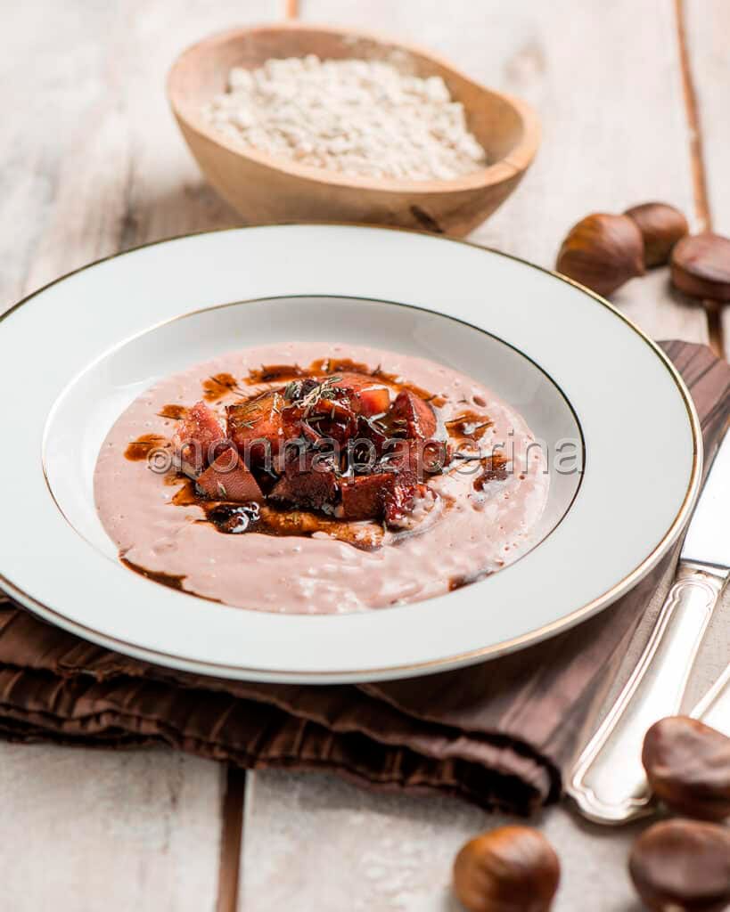 Testina di vitello su crema di castagne