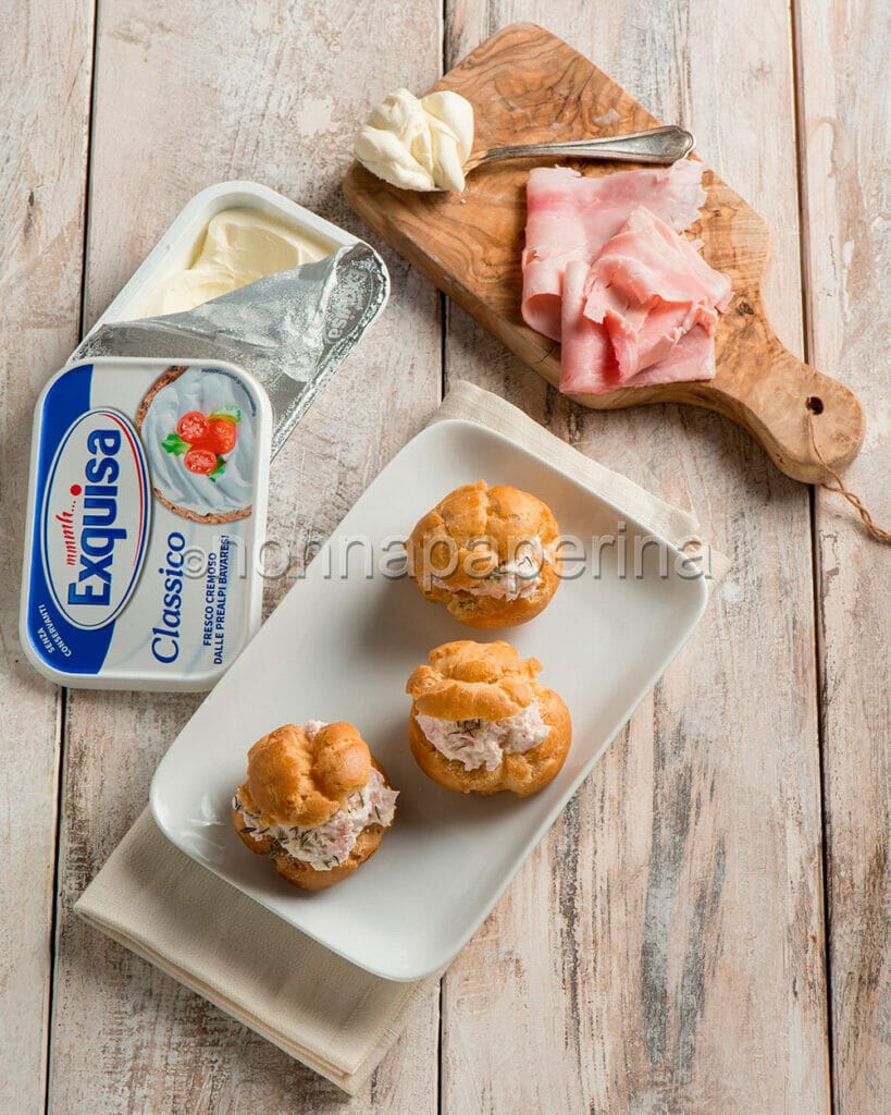 Bignè salati al prosciutto e formaggio Exquisa Bignè salati al prosciutto e formaggio Exquisa