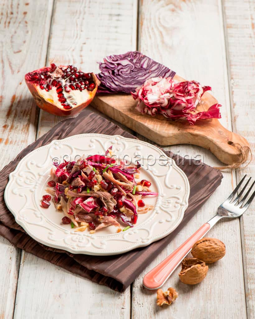 Insalata di faraona con cavolo rosso