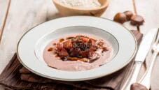 Testina di vitello su crema di castagne, secondo autunnale