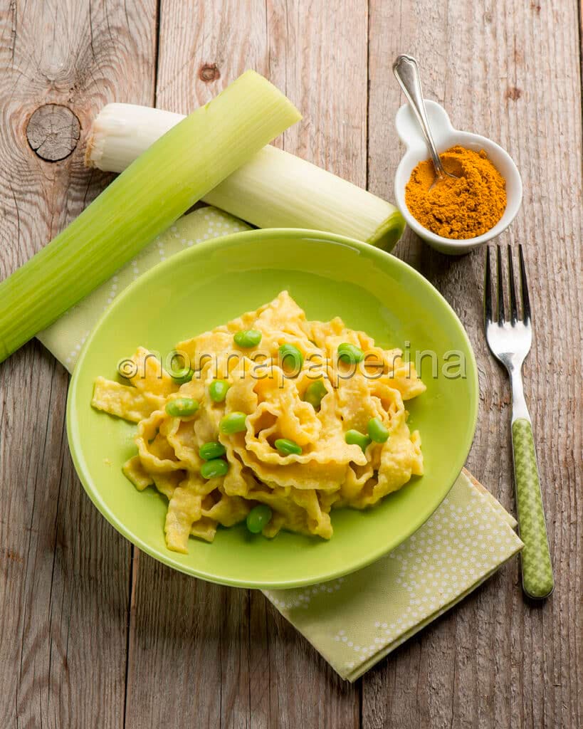 Reginette con crema di porri