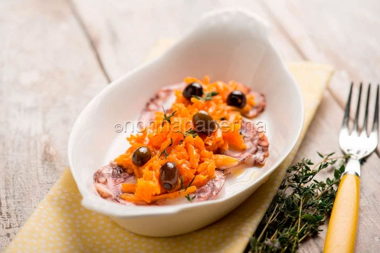 Carpaccio di polpo con patate, alta cucina Carpaccio di polpo con patate