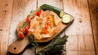 Cartoccio con salmone e gamberi