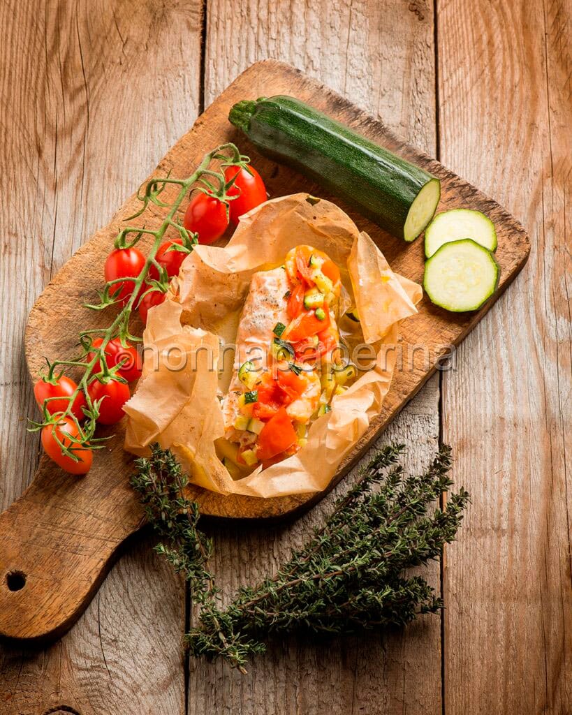 Cartoccio con salmone e gamberi