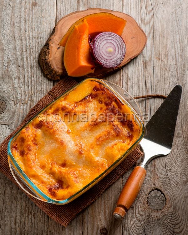 Lasagne con zucca e spinaci