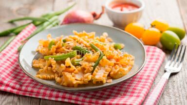 Mafalde con pomodorini e fagiolini