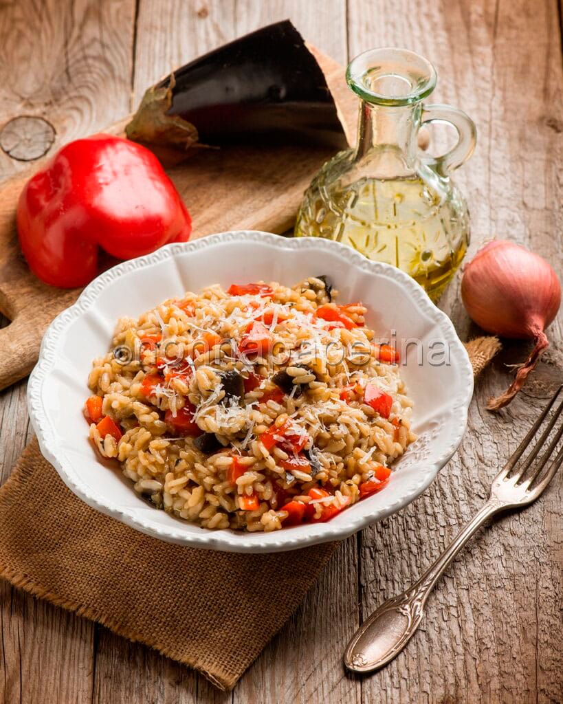 risotto peperoni e melanzane