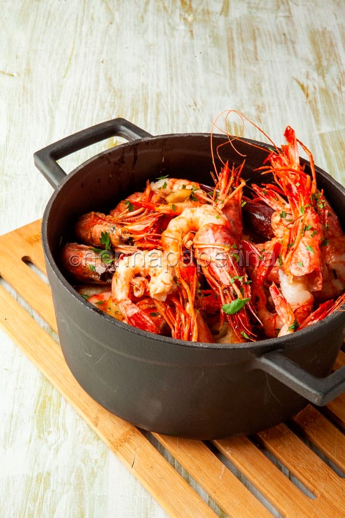 Gamberi viola in salsa pil pil Gamberi viola in salsa pil pil