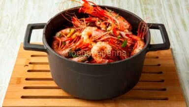 Gamberi viola in salsa pil pil