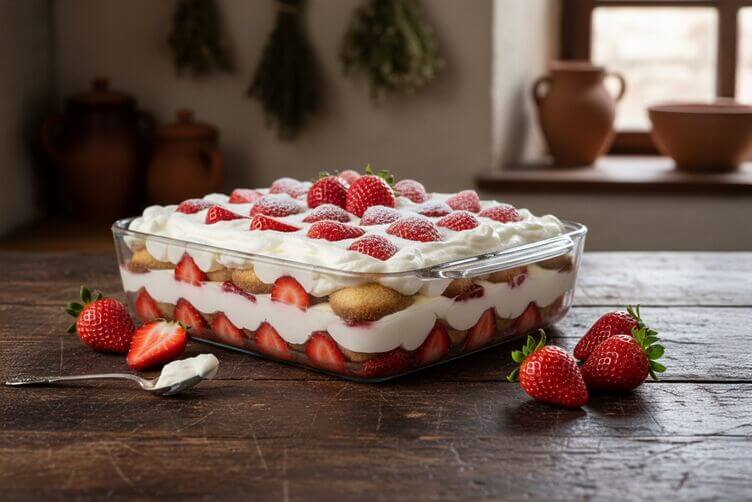 tiramisù alle fragole in teglia