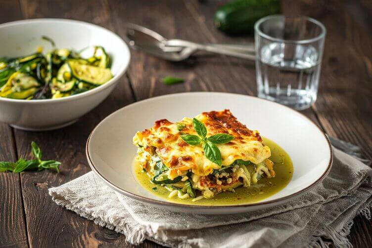 lasagne di zucchine e fiocchi di latte