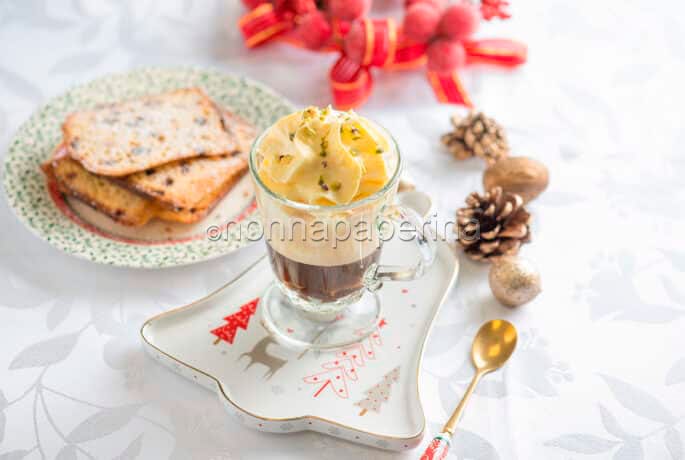 Coffee with vanilla mousse, a special dessert Coffee with vanilla mousse, a special dessert