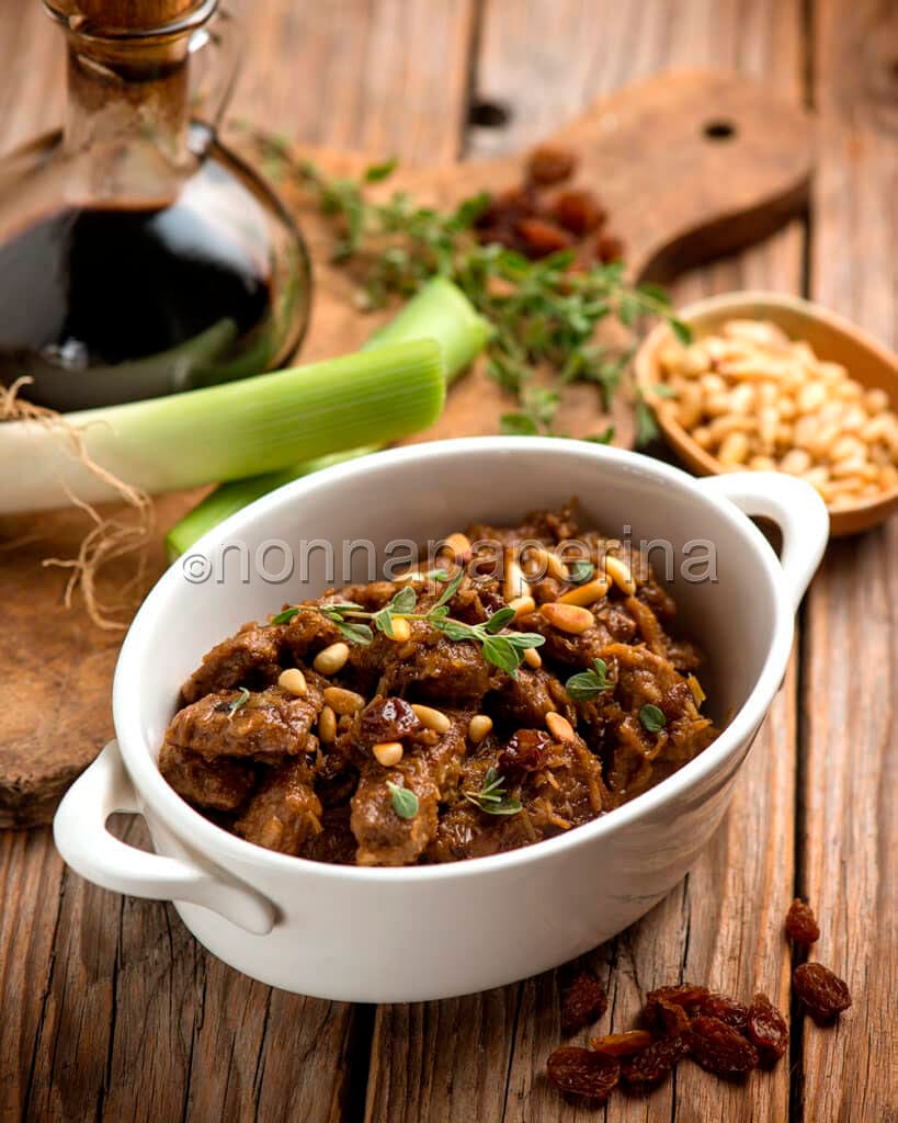 Fegato con crema di porri