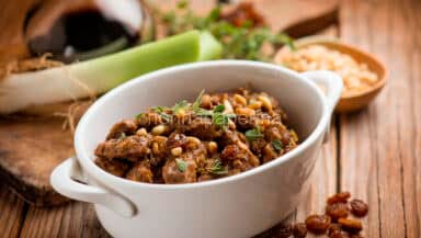 Fegato con crema di porri