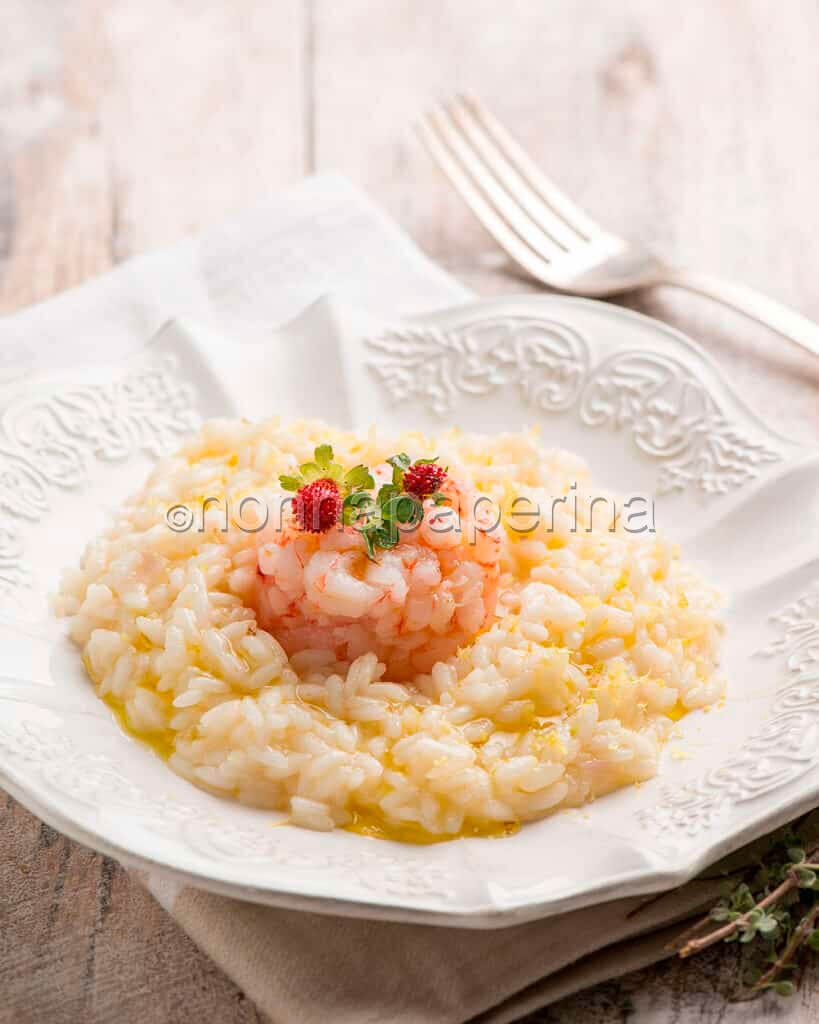Risotto con tartare di gamberi 
