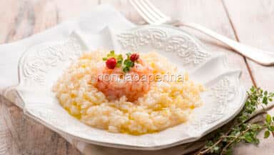Risotto con tartare di gamberi