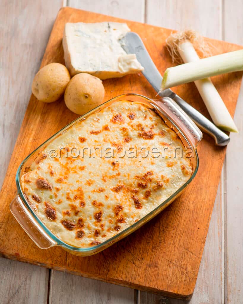 Lasagnette con porri e gorgonzola