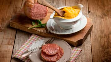 Bogia con pure di zucca e patate