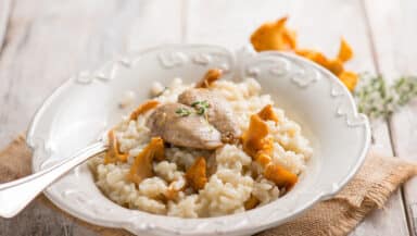 Risotto con petti di quaglia e funghi