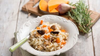Risotto con zucca e funghi porcini