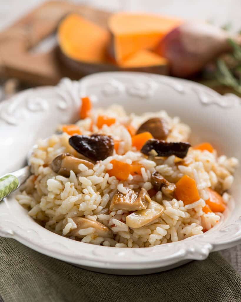 Risotto con zucca e funghi porcini