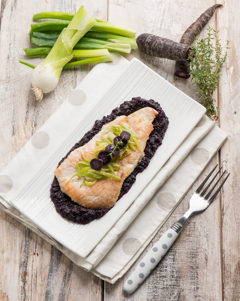 Scaloppine di tacchino con crema di carote
