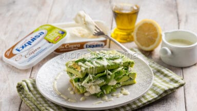 Millefoglie di frittata con formaggio di capra