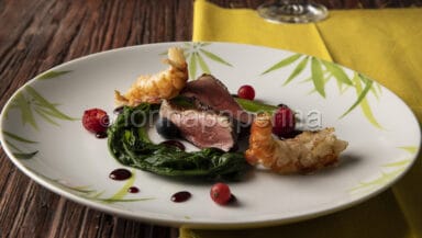 Petto di piccione con gamberi