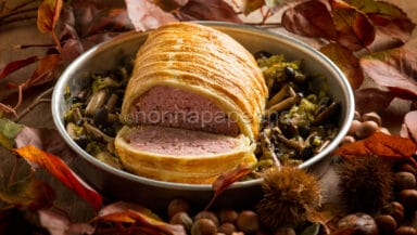 Polpettone con pioppini e porri