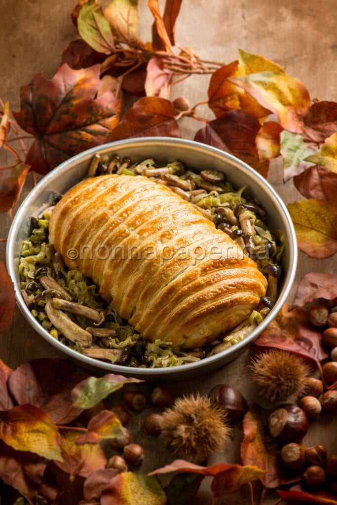 Polpettone con pioppini e porri