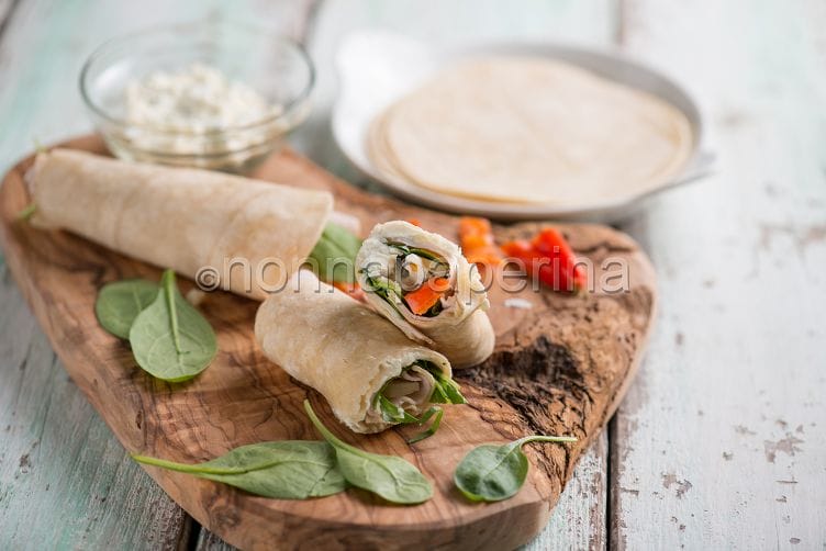 Tortillas wrap con spinaci e tacchino