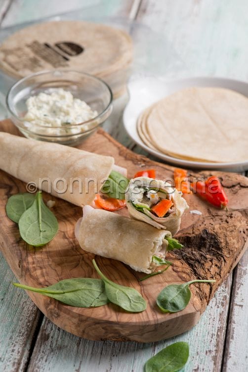 Tortillas wrap con spinaci e tacchino